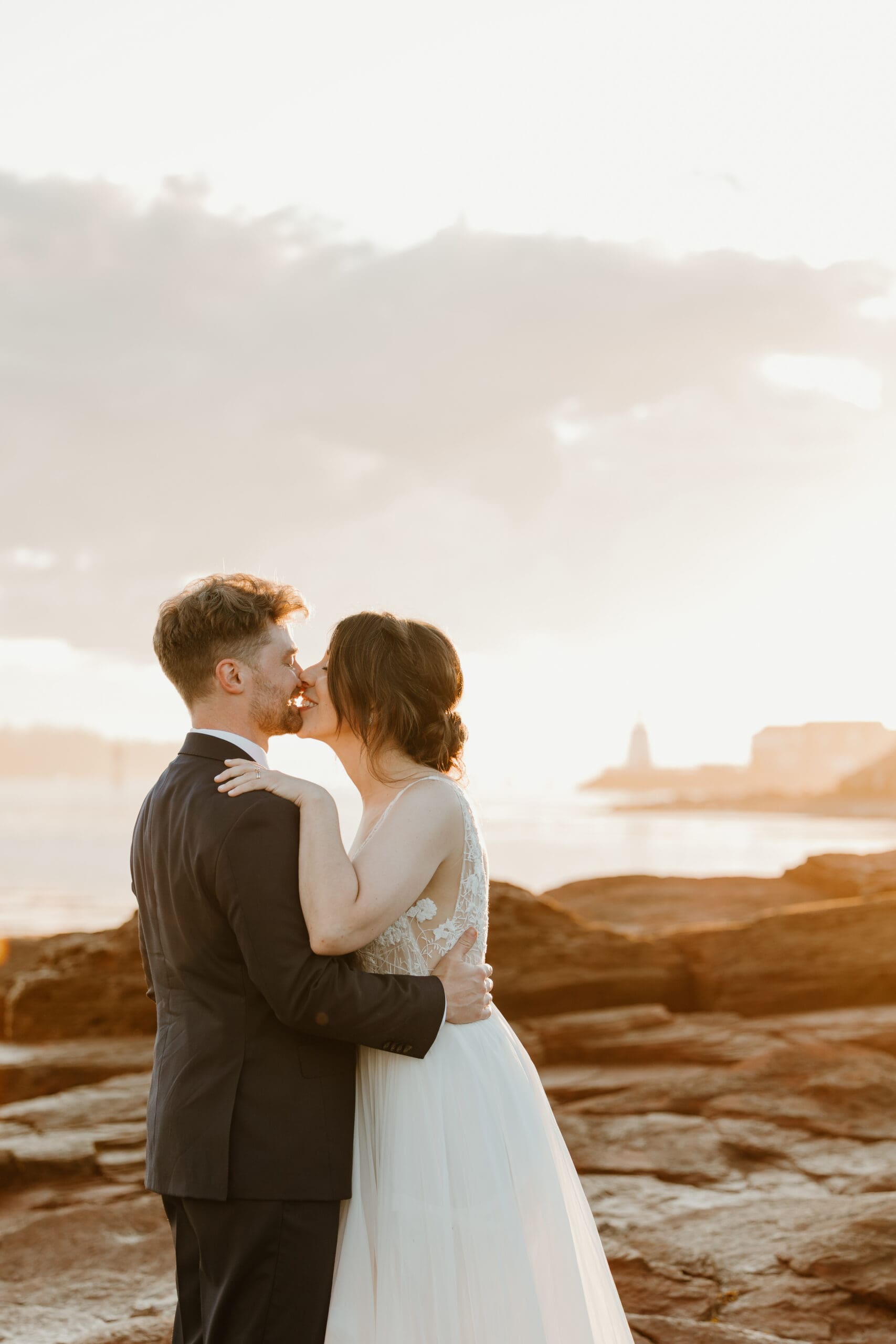 Golden hour wedding photos St. Andrews New Brunswick waterfront