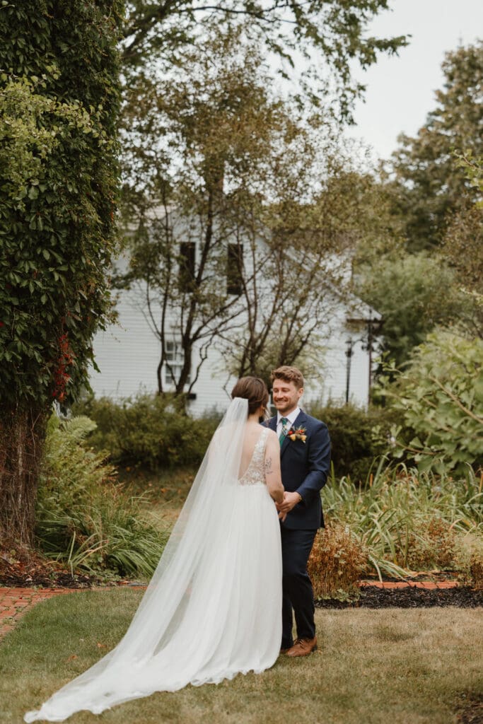Bride and groom first look at Algonquin Resort St. Andrews NB