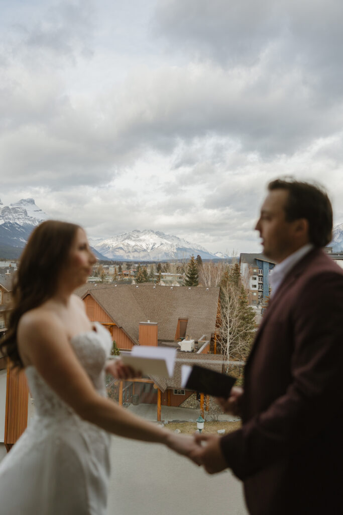 private vows at Airbnb in Banff Alberta